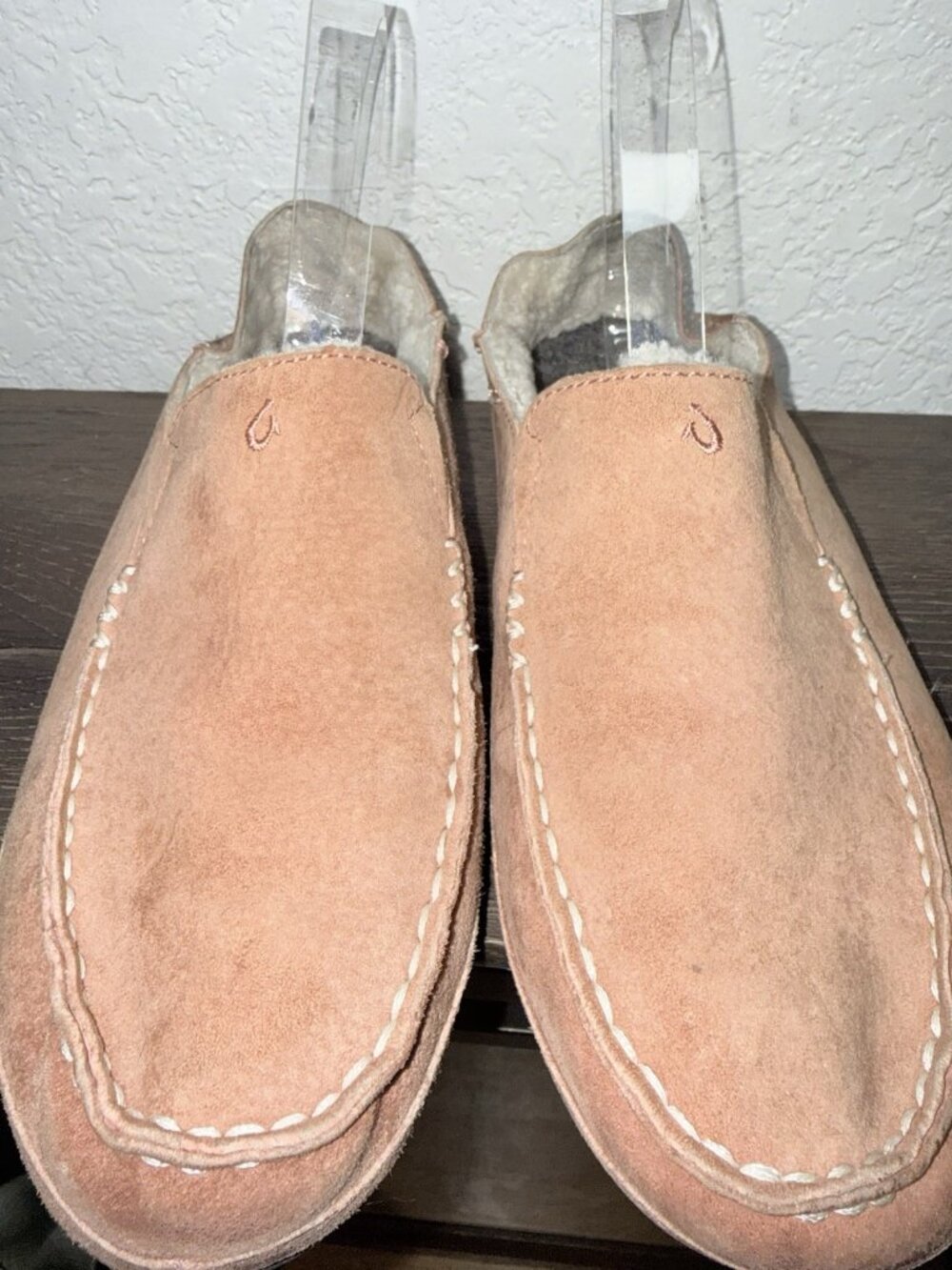 Olukai Nohea Slipper Womens 8 Pink Suede Shearling Lined Moccasin 20269-WCWC - Picture 3 of 10